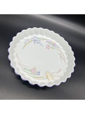 Vintage Quiche Tart Pan Studio Nova Ultra Ceram Bake Serve Dish Japan Floral 80s